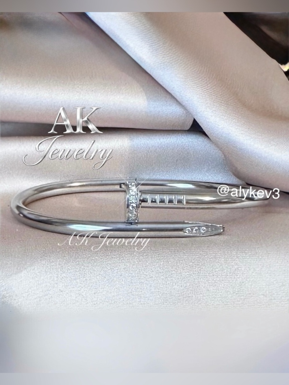 💎Luxury Silver Bracelet, CZ Stones Stackable Bangle